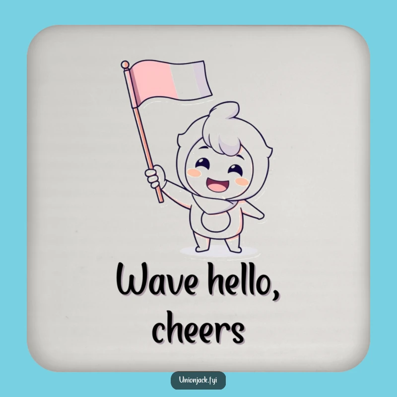 Funny Waving Flag Coaster: Cheerful Grin for Enthusiastic Surface Protection