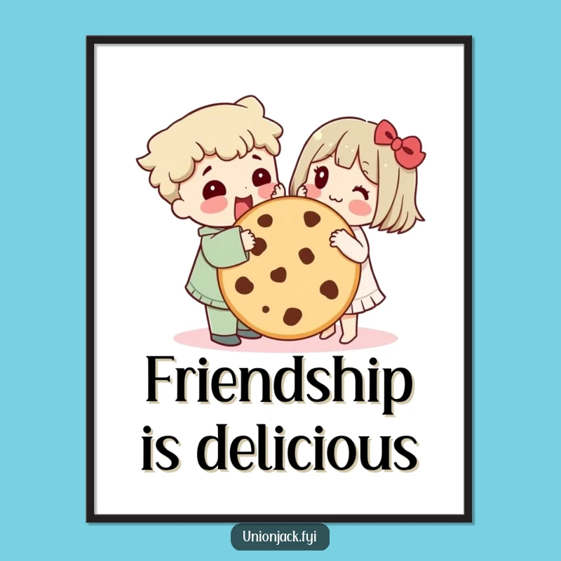 Funny Cookie Sharing Poster: Hilarious Character Art, Friendship Gift Idea