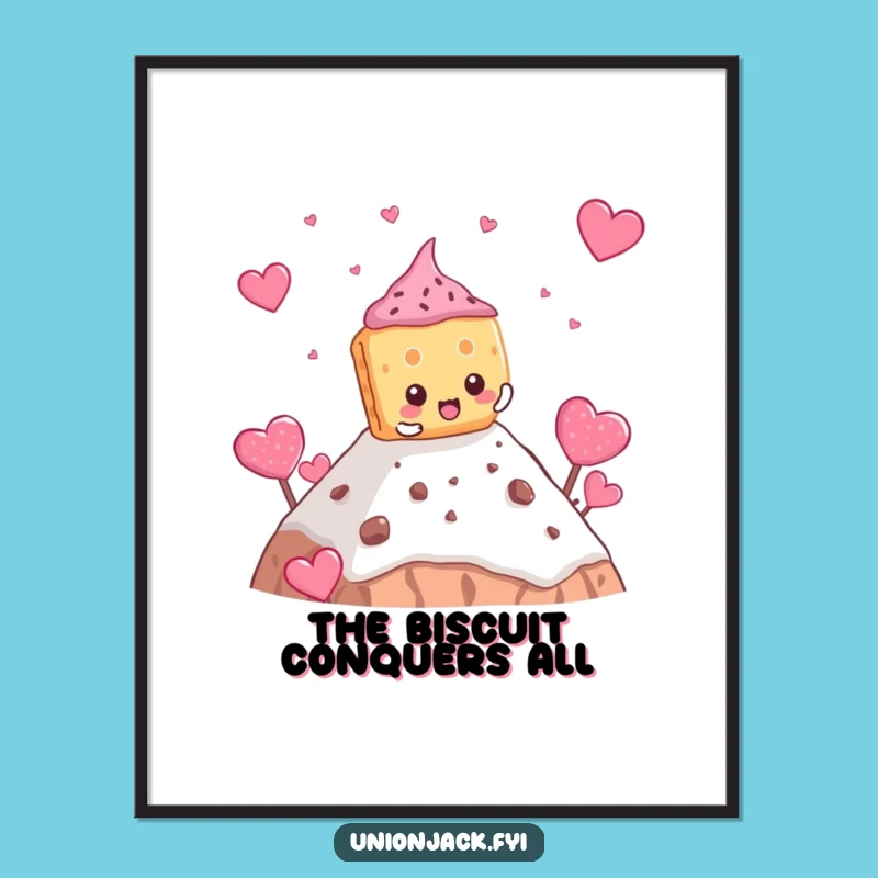 Funny Biscuit Climbing Poster - Motivational Teacake Art