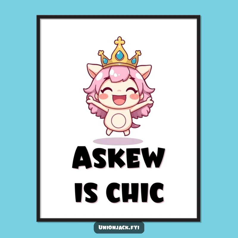 Funny Bouncing Crown Poster: Regal Joyful Art - Perfect Funny Gift