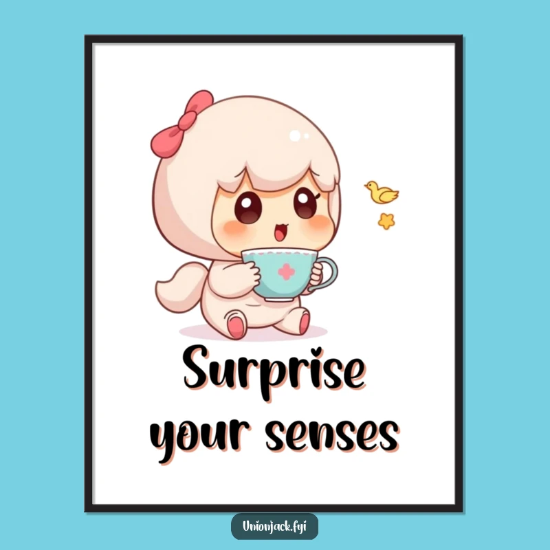 Funny Character Teacup Surprise Poster: Add Whimsy to Your Walls