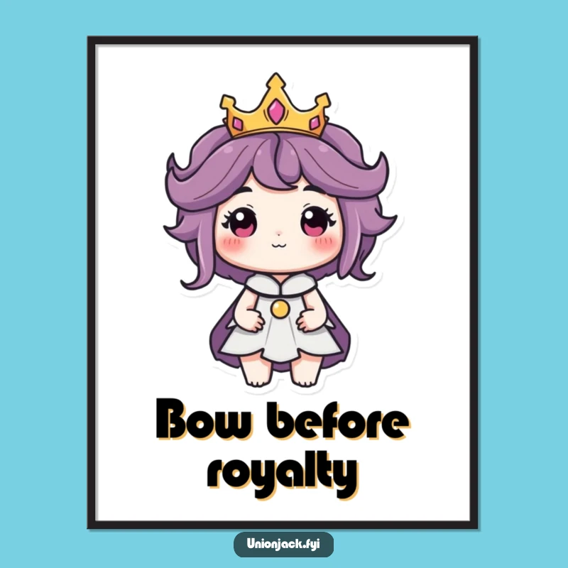 Funny Crowned Character Poster: Regal Art for Majestic Wall Decor
