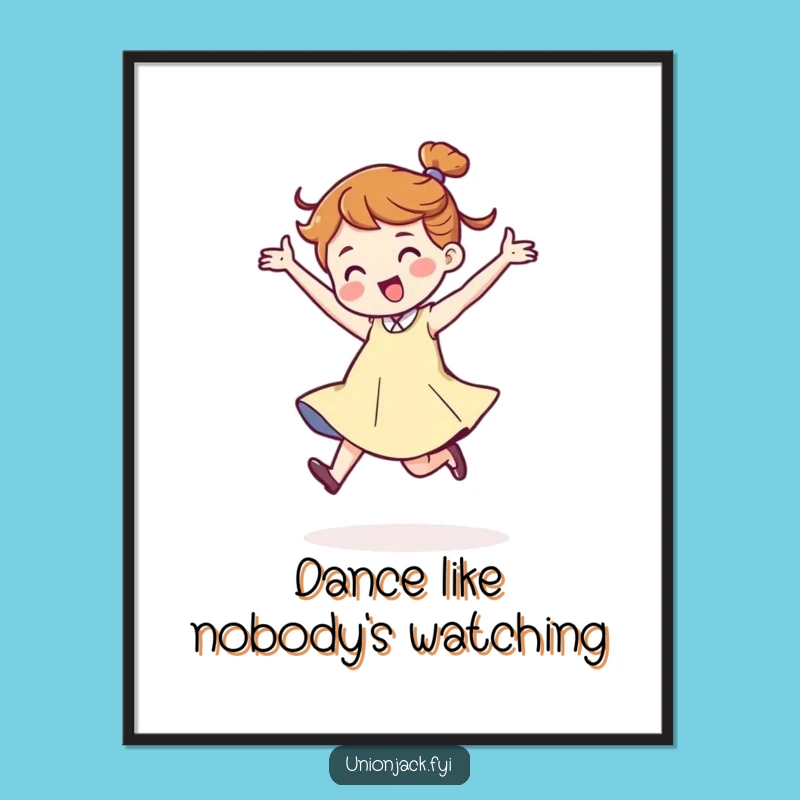 Funny Dancing Character Poster - Jaunty Stride Art, Vibrant and Funny Gift for Walls