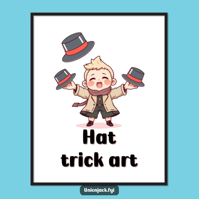 Funny Juggling Hats Poster: Playful Character Skillful Wall Art Gift