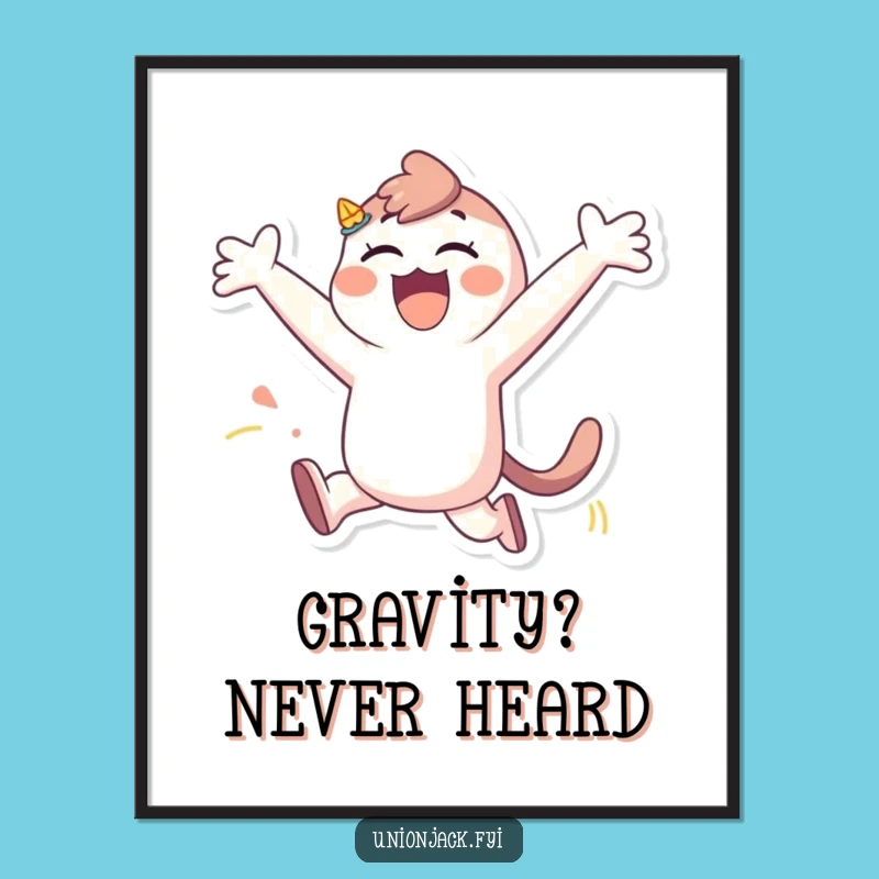 Funny Poster: Exuberant Character Leap, Stunning Funny Gift for Wall Art
