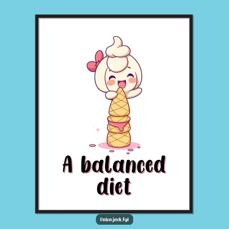 Funny Scone Tower Poster: Giggling Character's Treat Art, Delicious Wall Decor Gift!