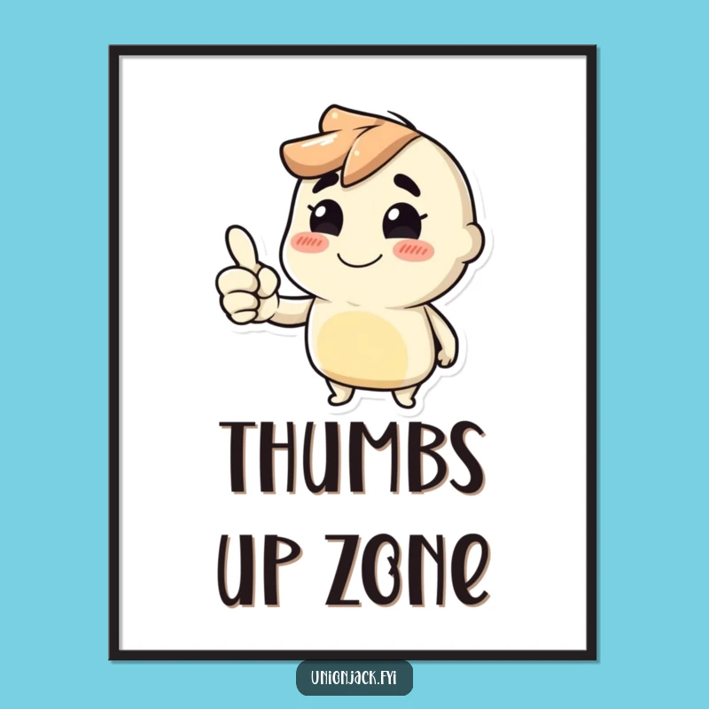 Funny Thumbs Up Poster: Cheeky Grin Character Wall Art Gift