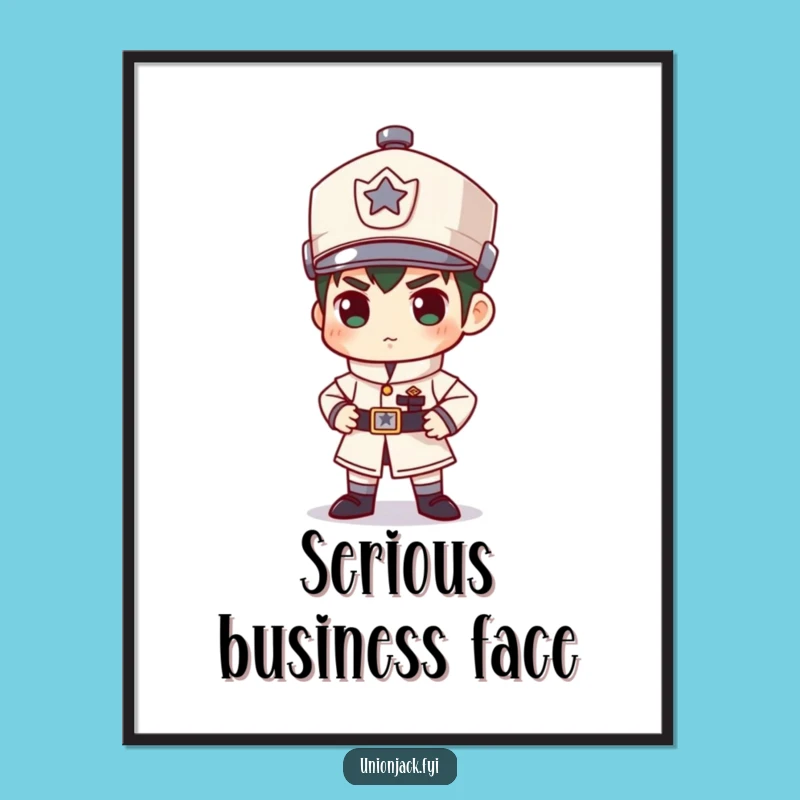 Funny Guard Duty Wall Art Poster: Character's Stiff Stance, Humorous Decor!