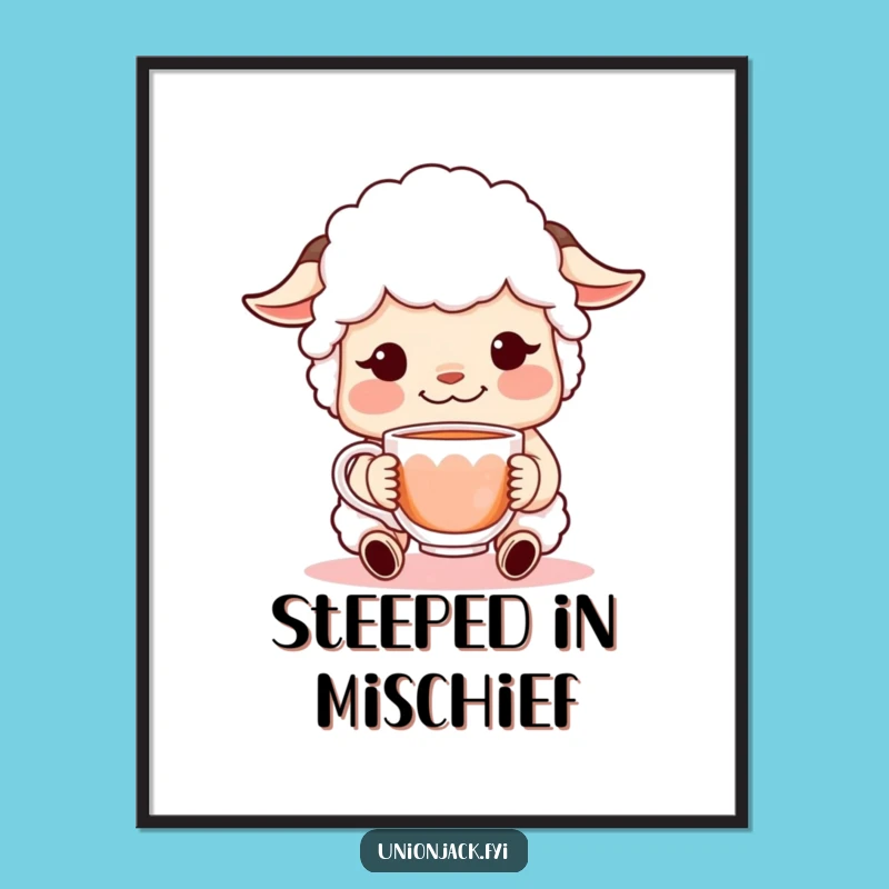 Funny Sheepish Grin Art Poster: Hilarious Character Wall Decor for Cheerful Spaces