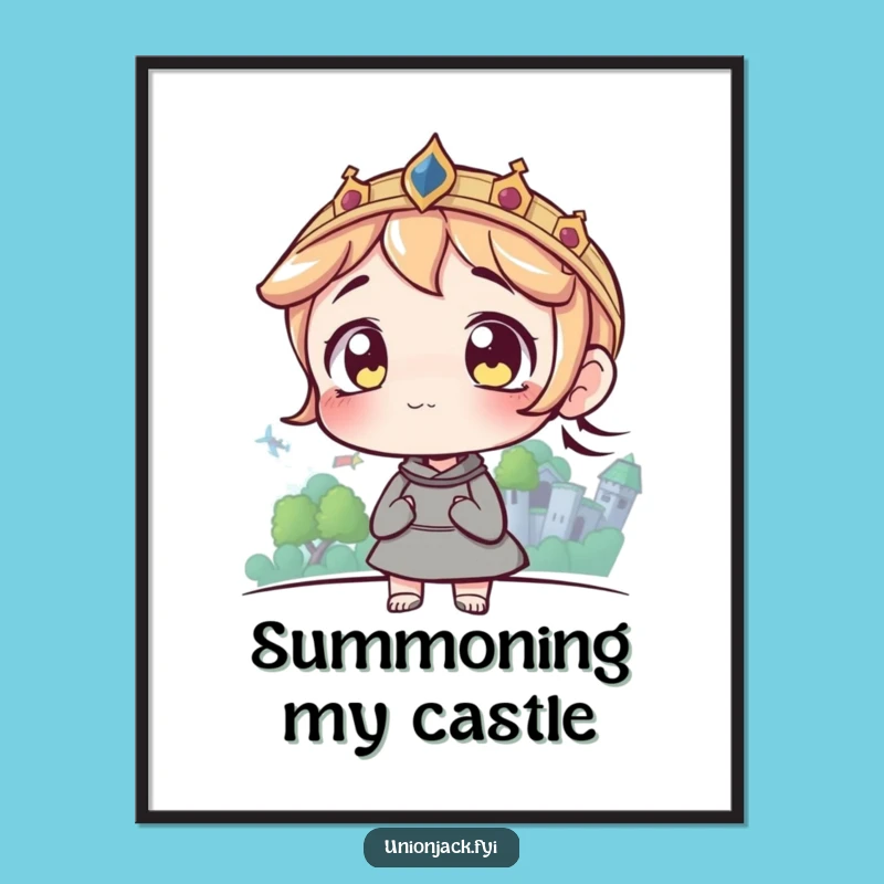 Funny Castle Aspiration Poster: Wide-Eyed Character Art for Inspiring Decor