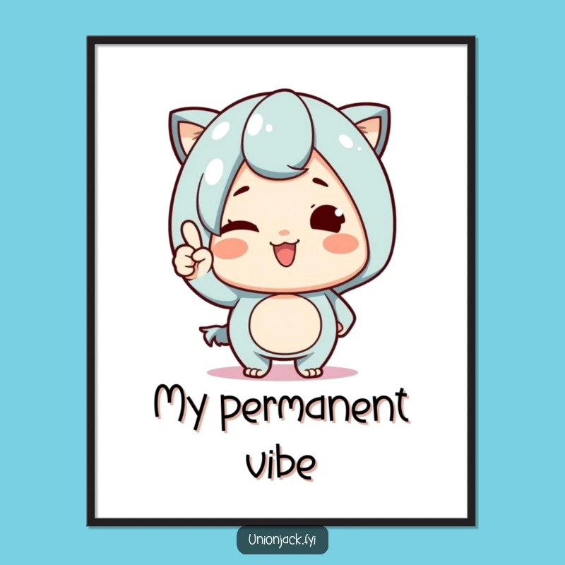 Wall Art Funny Poster: Cute Character Wink & Nod - Proud & Cheerful Decor