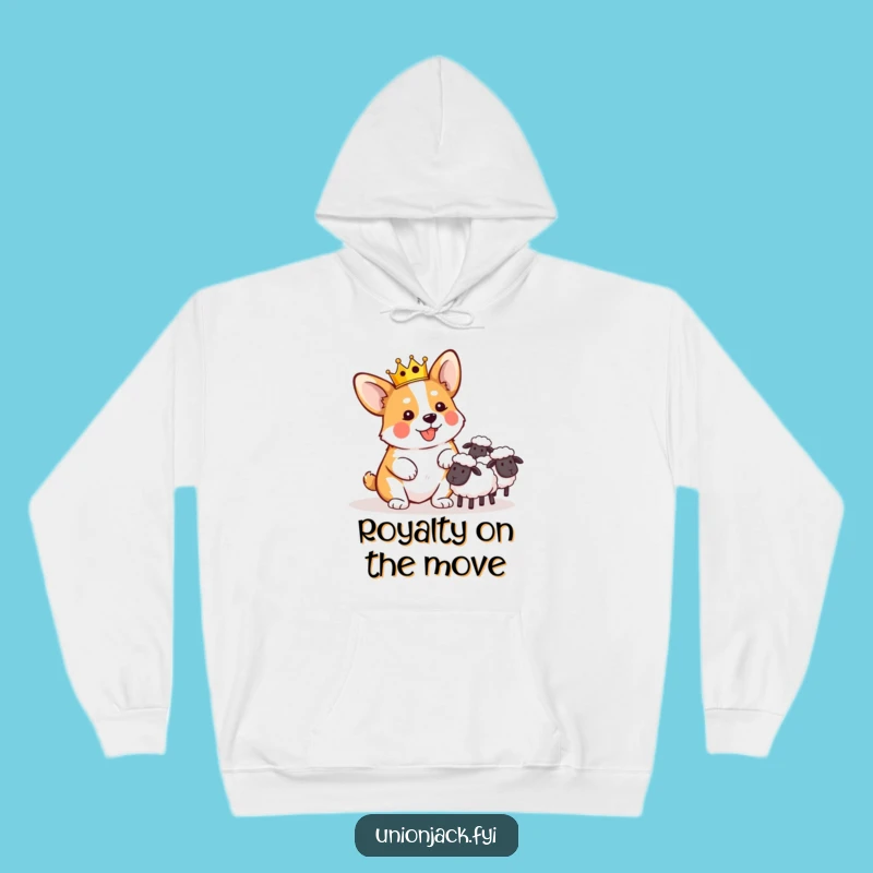 Funny Corgi Crown Sheep Herding Hoodie: Cozy & Hilarious Royal Wear