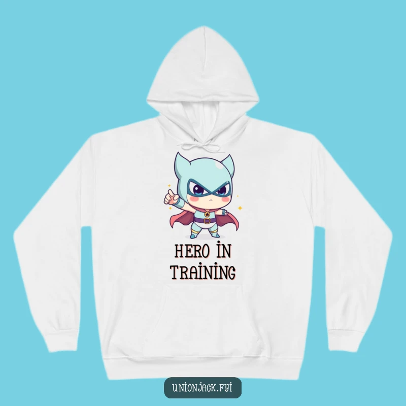 Funny Heroic Hoodie: Cute Character's Bold Pose, Cozy & Hilarious Gift