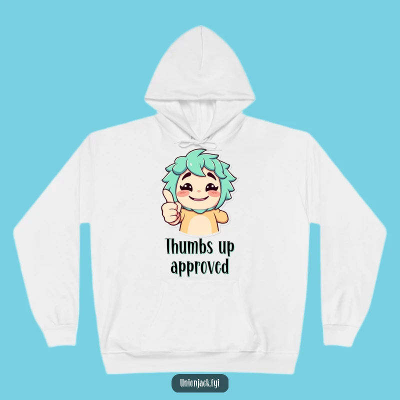 Funny Thumbs Up Hoodie: Stay Cozy with this Exaggerated Approval Design