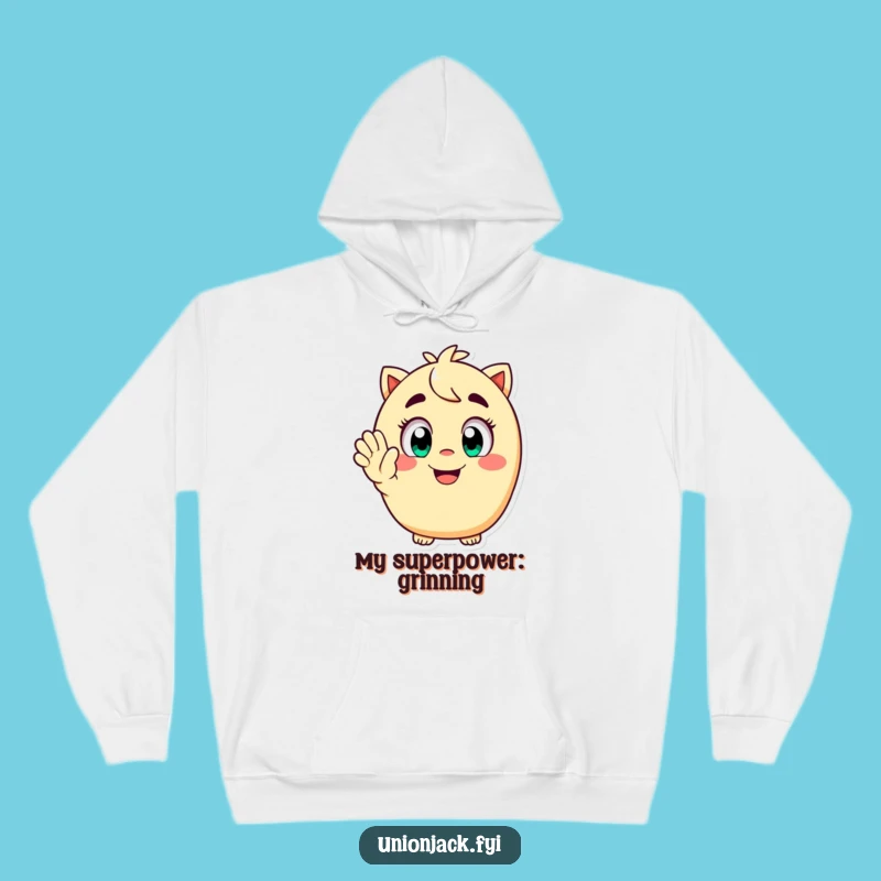 Funny Hoodie: Happy Grinning Character Salutes, Cozy and Hilarious Funny Gift