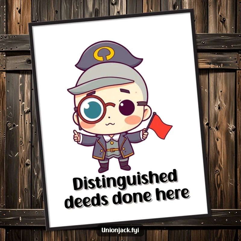 Free Printable Wall Art: Character wearing a monocle proudly holds a small flag, an elegant and statement-making piece.