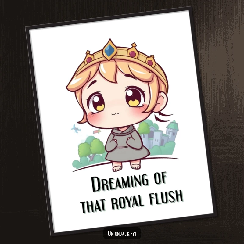 Funny Free Printable Wall Art featuring a character with wide eyes staring at a magnificent castle in the distance, embodying dreams and wonder.