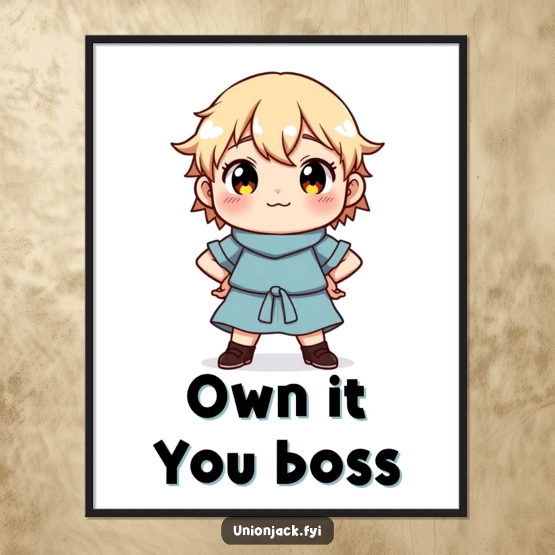 Funny Free Printable Wall Art of a character striking a proud, hands-on-hips pose with a look of confidence.