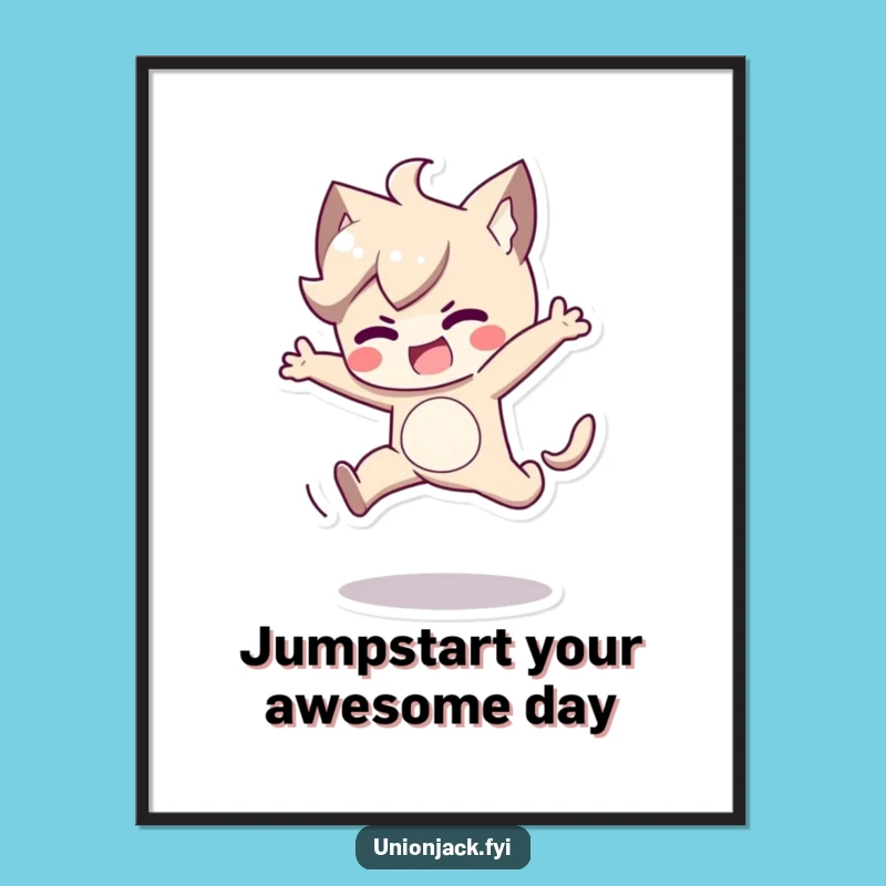 Free Printable Wall Art: Determined Jump Character for Energetic Decor