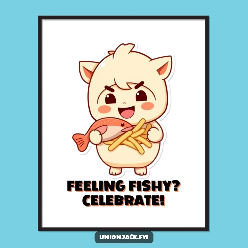 Free Printable Wall Art: Fish & Chips Character for Funny Kitchen Decor