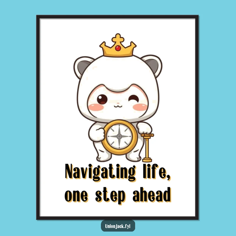 Free Printable Wall Art: Proud Compass Character - Humorous Downloadable Art