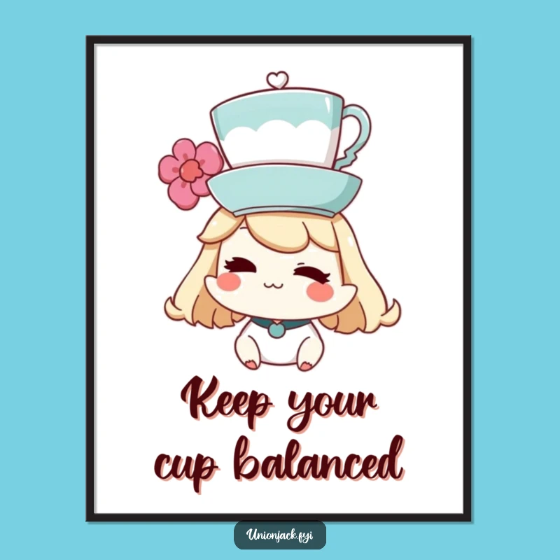 Free Printable Wall Art: Whimsical Winking Tea Character for Funny Downloadable Decor
