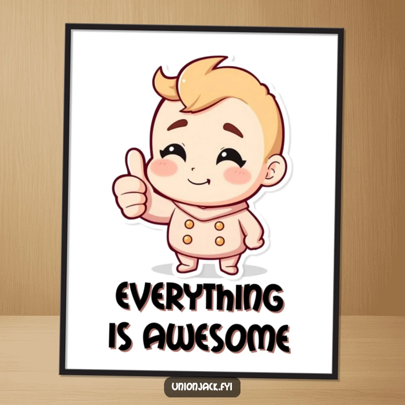 Funny Free Printable Wall Art: Character with a confident, cheeky grin giving a prominent thumbs up, radiating cool.