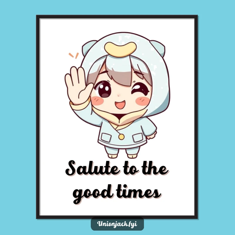 Funny Free Printable Wall Art: Exaggerated Saluting Character, Humorous Downloadable Decor for Your Space