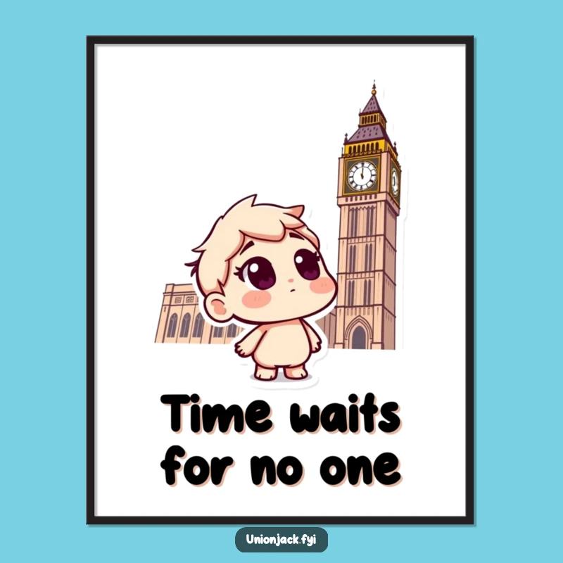 Humorous Free Printable Wall Art: Curious Tourist at Big Ben Downloadable Decor
