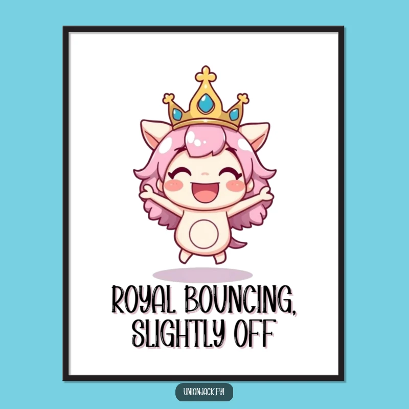 Joyful Free Printable Wall Art: Bouncing Crown Character, Whimsical Downloadable Art for Fun Decor