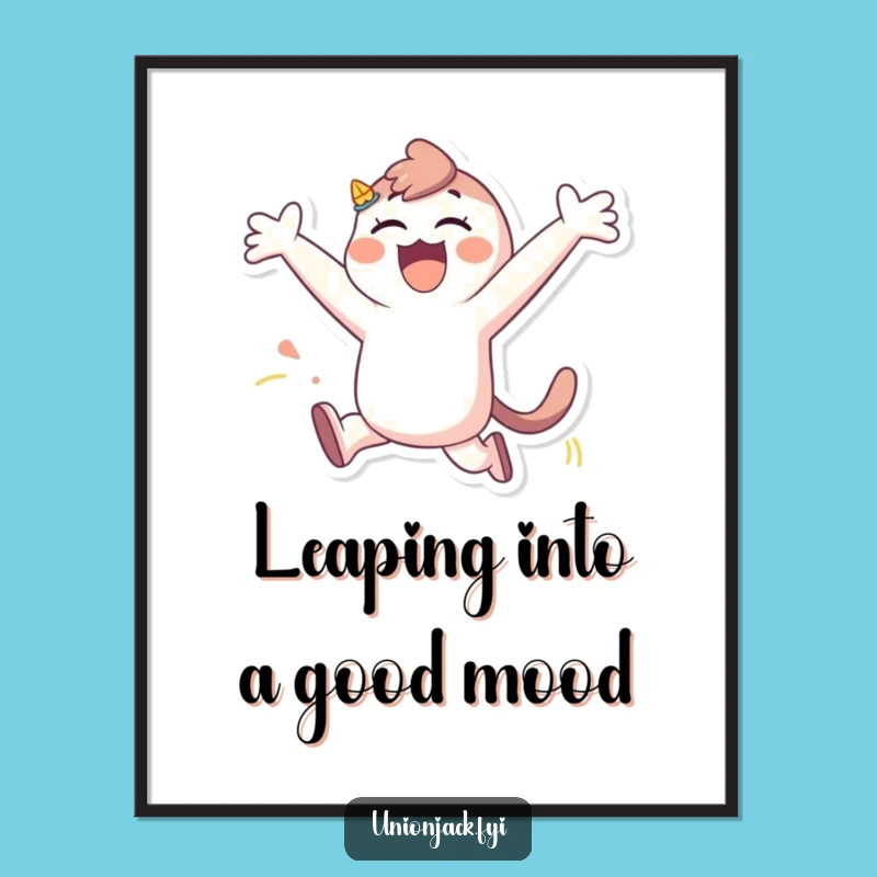 Free Printable Wall Art: Funny Leaping Character Joyful Decor
