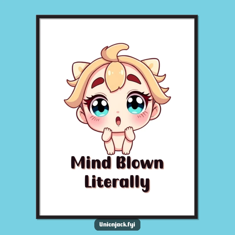 Funny Free Printable Wall Art: Wide Eyed Surprised Character Laughing Downloadable Art Decor