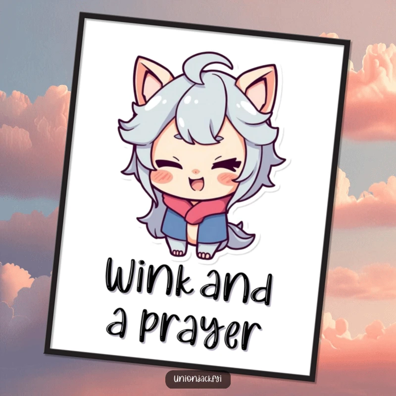 Funny Free Printable Wall Art: A character with a playful smirk and a cheeky wink.