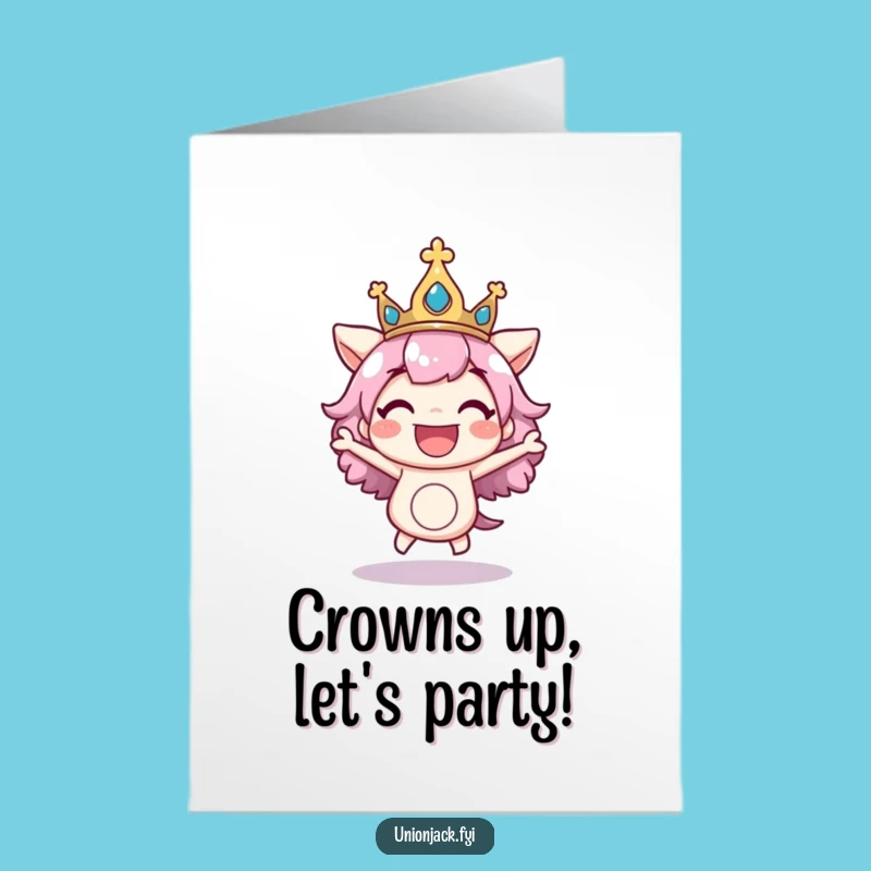 Joyful Free Printable Birthday Card: Bouncing Crown Fun, Hilarious Downloadable & Print at Home Gift