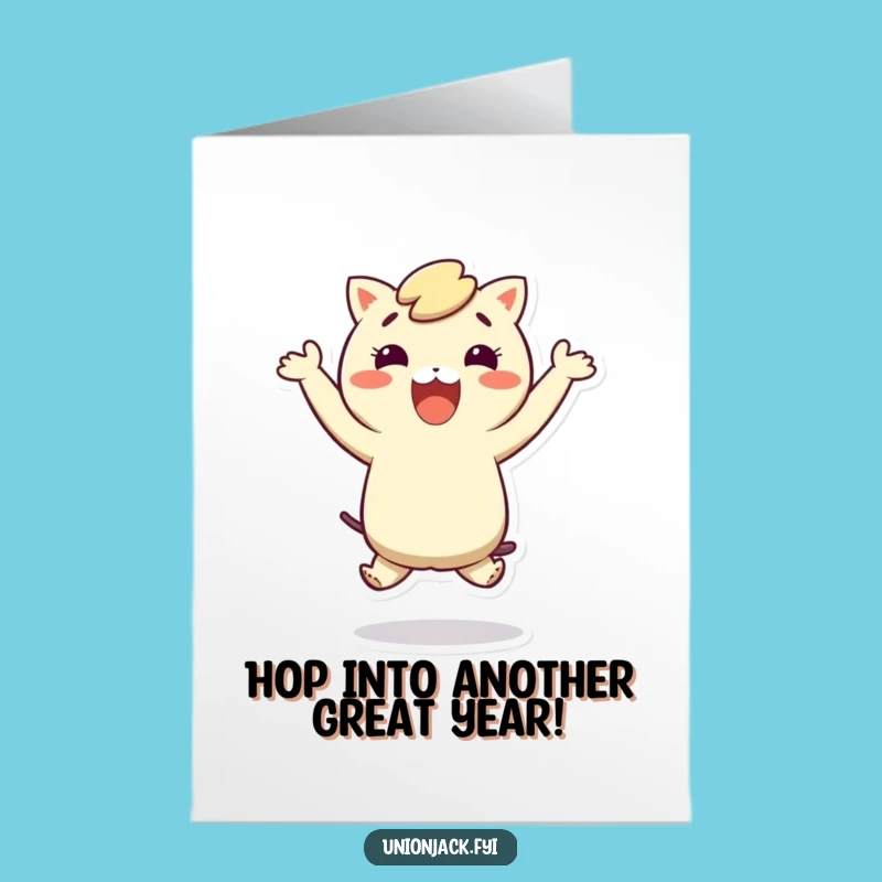 Free Printable Birthday Card: Funny Hop Character, Joyful Downloadable Gift for Instant Laughter