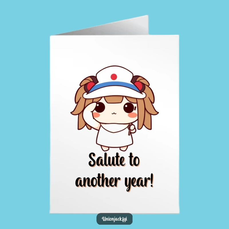 Free Printable Birthday Card: Proud Character Flag Salute for a Funny Downloadable Gift