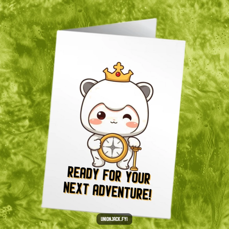 Funny Free Printable Birthday Card: Character proudly gazing at a compass, ready for any birthday quest.