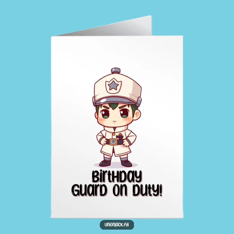 Free Printable Birthday Card: Stiff Guard Goofball Funny Downloadable Gift for Birthdays