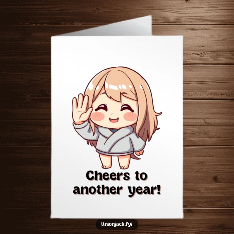 Funny free printable birthday card shows a character with exaggerated polite salute and a warm smile, offering formal yet humorous birthday wishes.