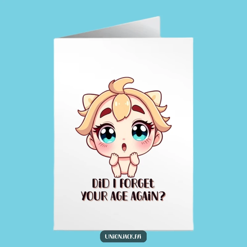 Free Printable Funny Birthday Card: Surprised Character Wow Funny Downloadable Gift