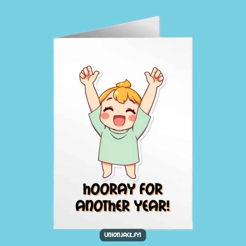 Free Printable Birthday Card: Cheering Character for a Joyful Downloadable Gift
