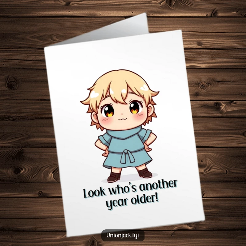 Funny Free Printable Birthday Card showing a character with hands on hips, striking a confident and proud pose.