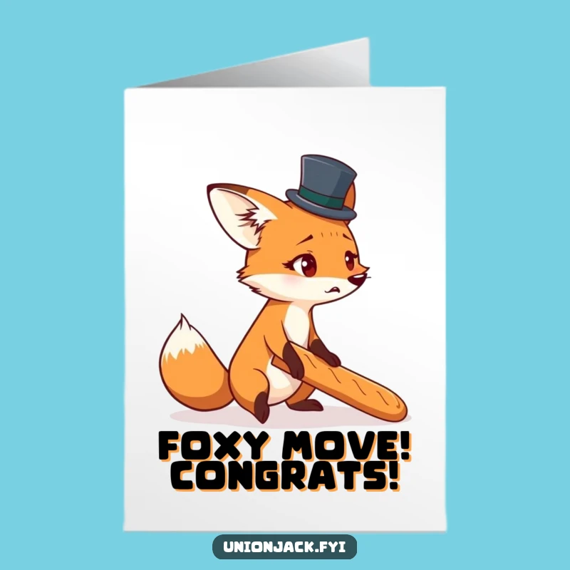 Free Printable Congrats Card: Funny Fox Baguette Trip for a Humorous Downloadable Gift