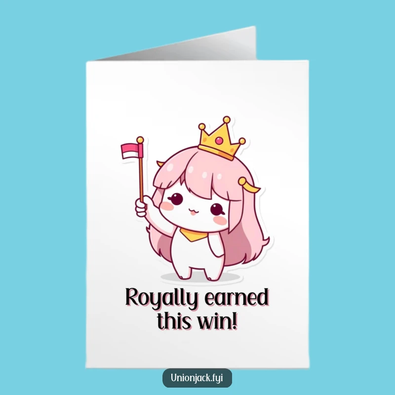 Free Printable Congrats Card: Crowned Character for a Triumphant Downloadable Gift