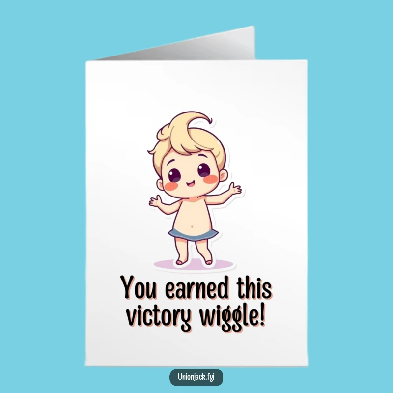 Free Printable Congrats Card: Dancing Character Celebrates Fun Downloadable