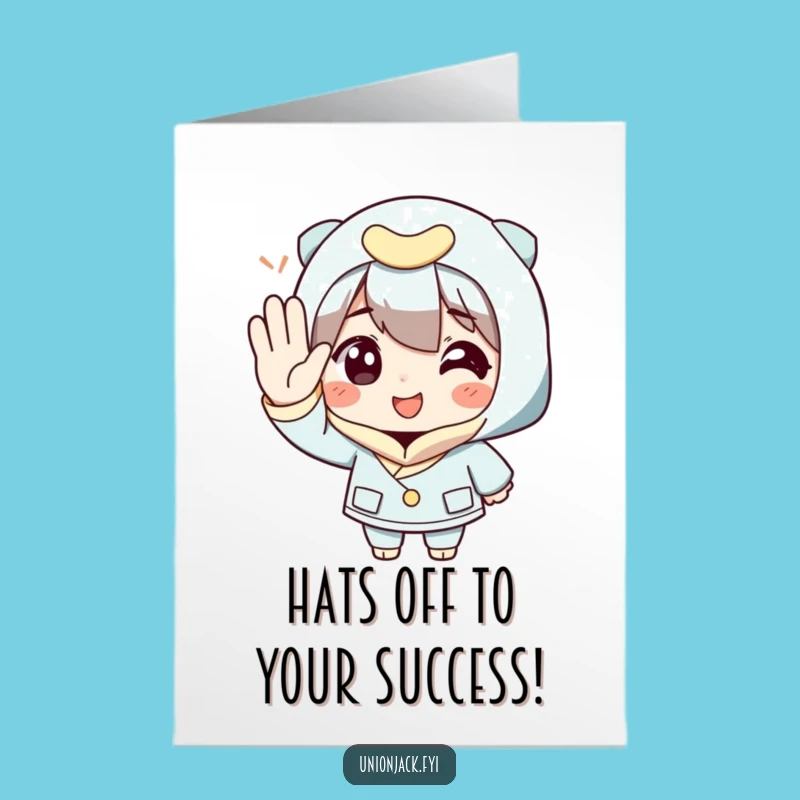Free Printable Congrats Card: Overly Polite Saluting Character, Humorous Downloadable for Any Occasion