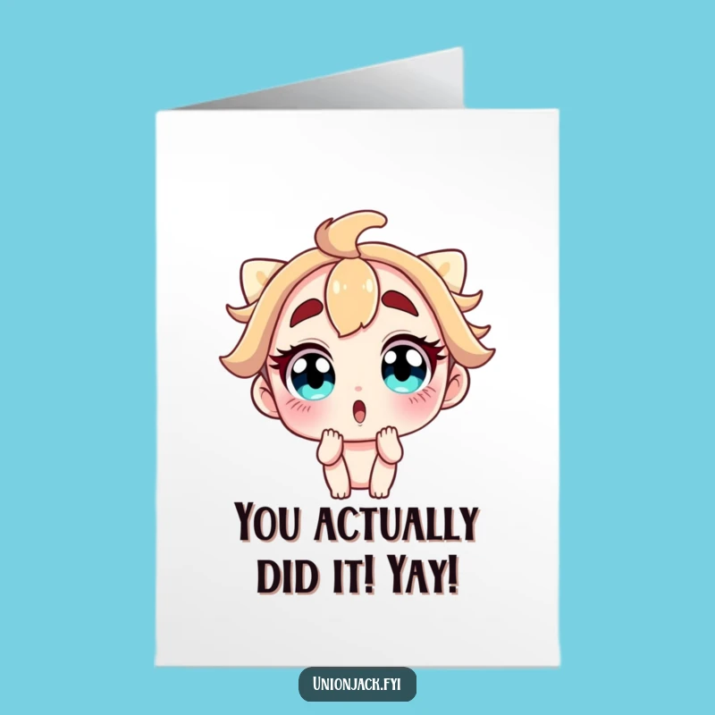 Free Printable Congrats Card: Shocked Face Funny Downloadable Gift for Any Achievement