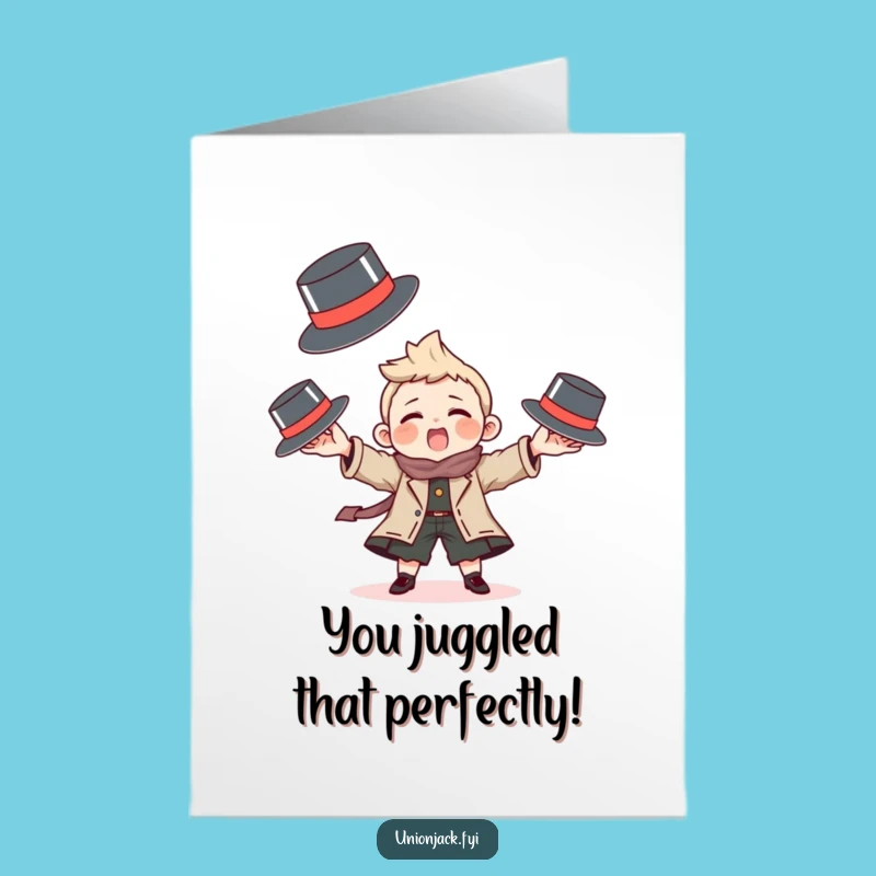 Free Printable Congratulations Card: Juggling Hats for a Fun Downloadable Gift