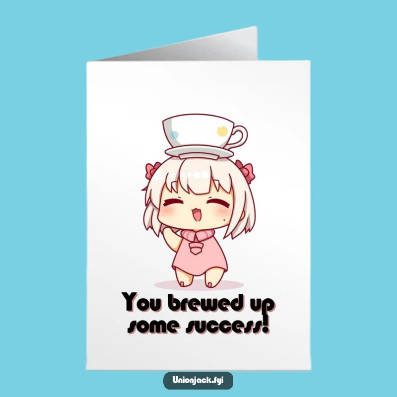 Free Printable Congrats Card: Teacup Balance Winker Funny Downloadable Gift