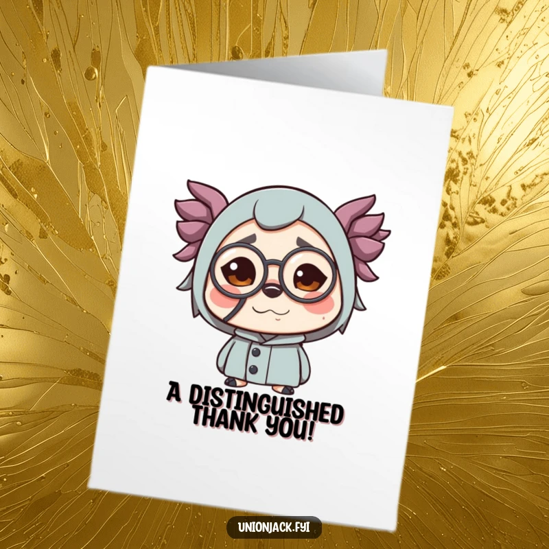 Funny Free Printable Thank You Card with a character making a hilarious face while wearing a prominent monocle.